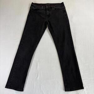 Steve’s Jeans Men 32x32 Black Straight Leg Stretch Denim Pants Red Stitch